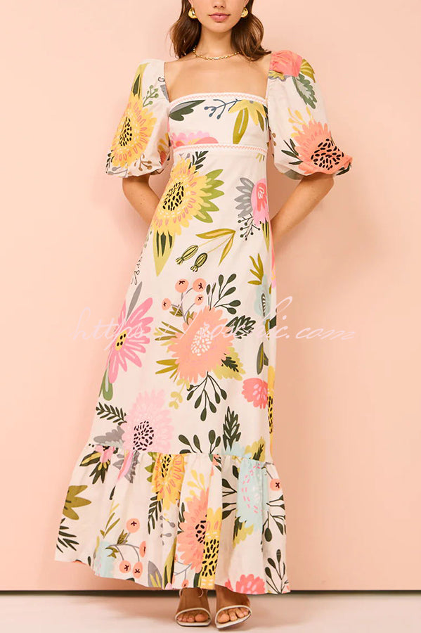 Sunshine Floral Print - Maxi Dress - Klasseva USA