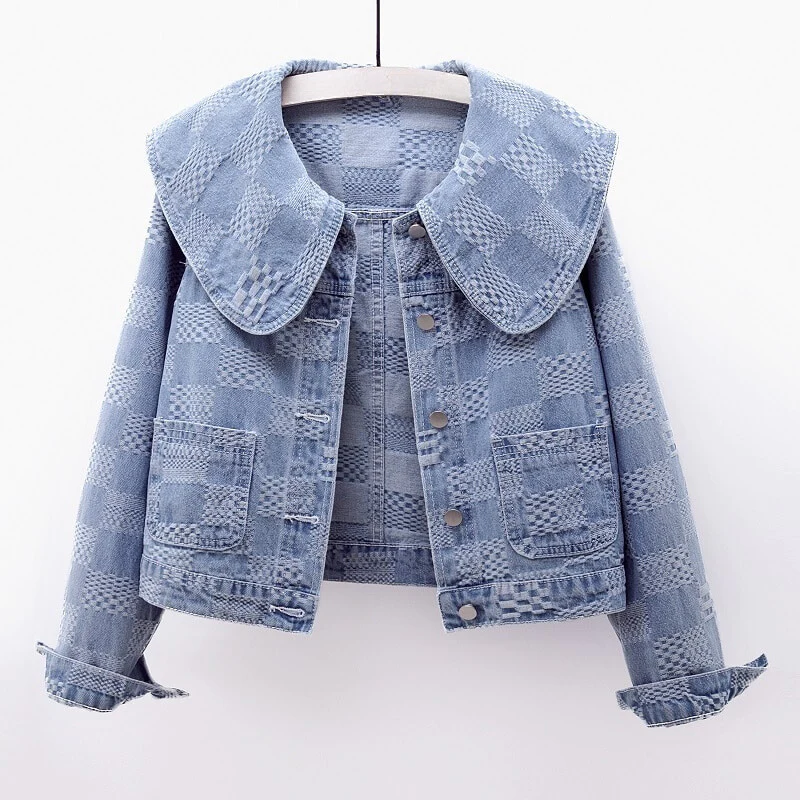 L'AMOURÉLLE DENIM JACKET WITH LARGE COLLAR - Klasseva USA