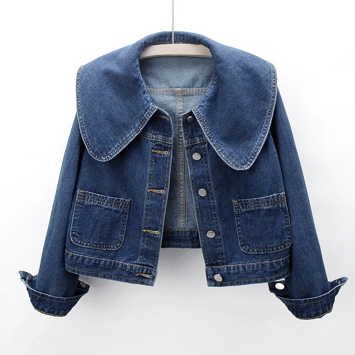 L'AMOURÉLLE DENIM JACKET WITH LARGE COLLAR - Klasseva USA