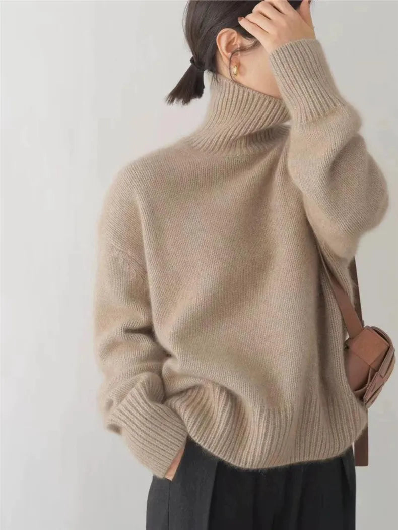 Linea Cashmere Sweater with Roll Neck - Klasseva USA