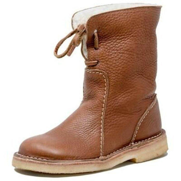 Waterproof Fleece Leather Boots With Wool Lining - Klasseva USA