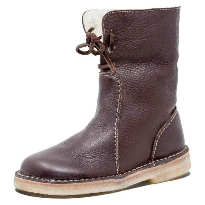 Waterproof Fleece Leather Boots With Wool Lining - Klasseva USA