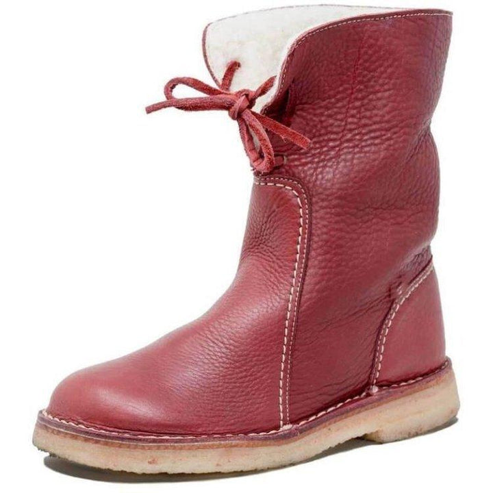 Waterproof Fleece Leather Boots With Wool Lining - Klasseva USA