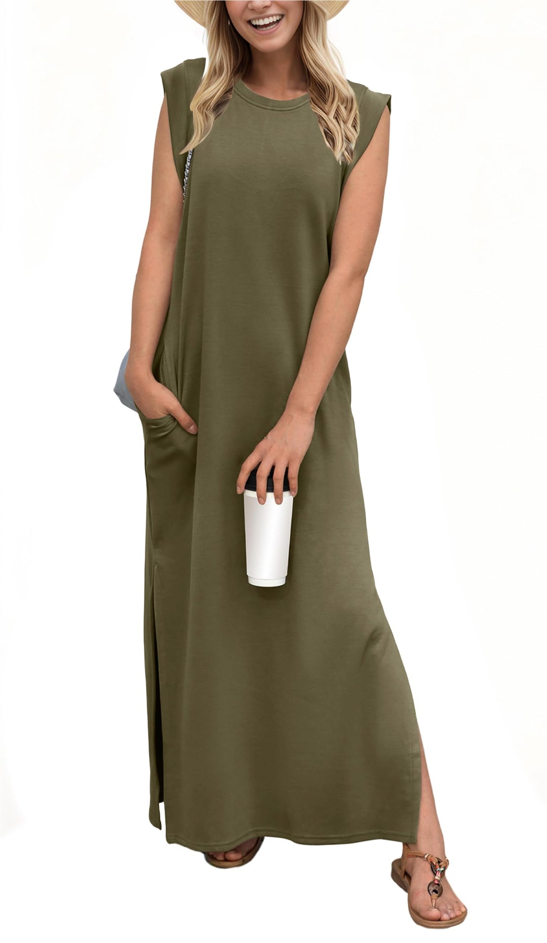 WOMEN CASUAL LOOSE SPLIT WRINKLE FREE MAXI DRESS - Klasseva USA