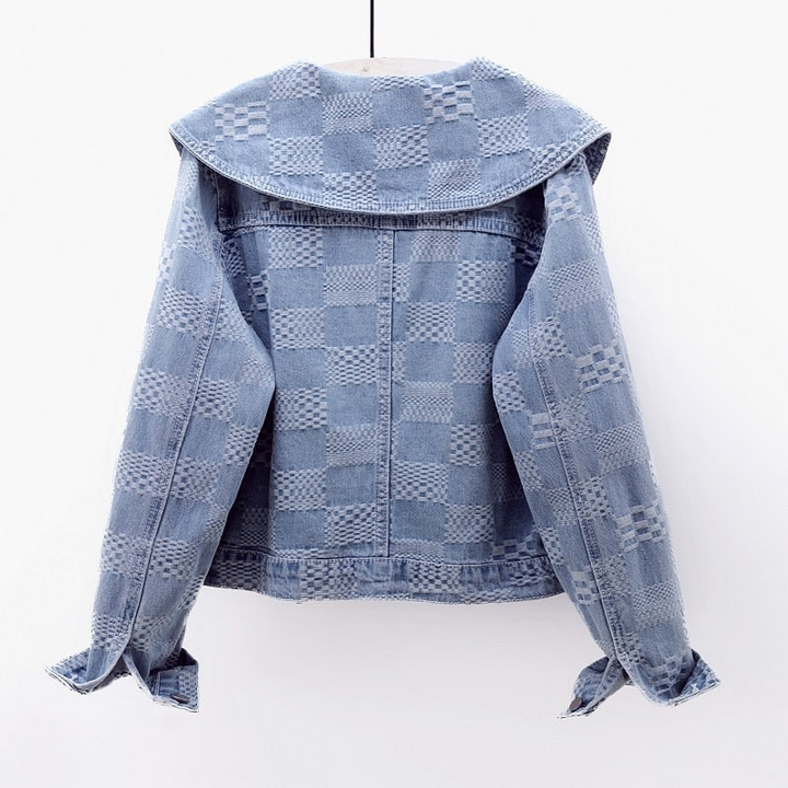 L'AMOURÉLLE DENIM JACKET WITH LARGE COLLAR - Klasseva USA