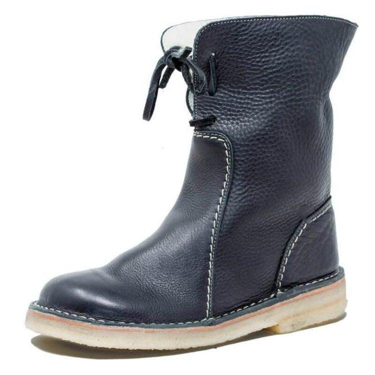 Waterproof Fleece Leather Boots With Wool Lining - Klasseva USA