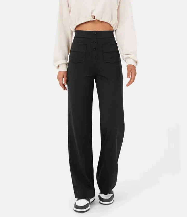 High-waisted elastic casual pants - Klasseva USA