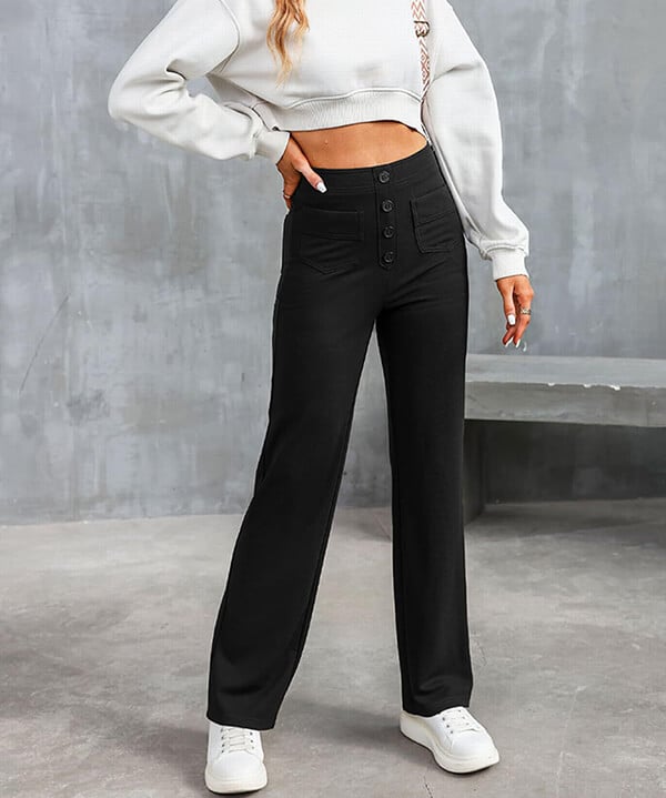 High-waisted elastic casual pants - Klasseva USA