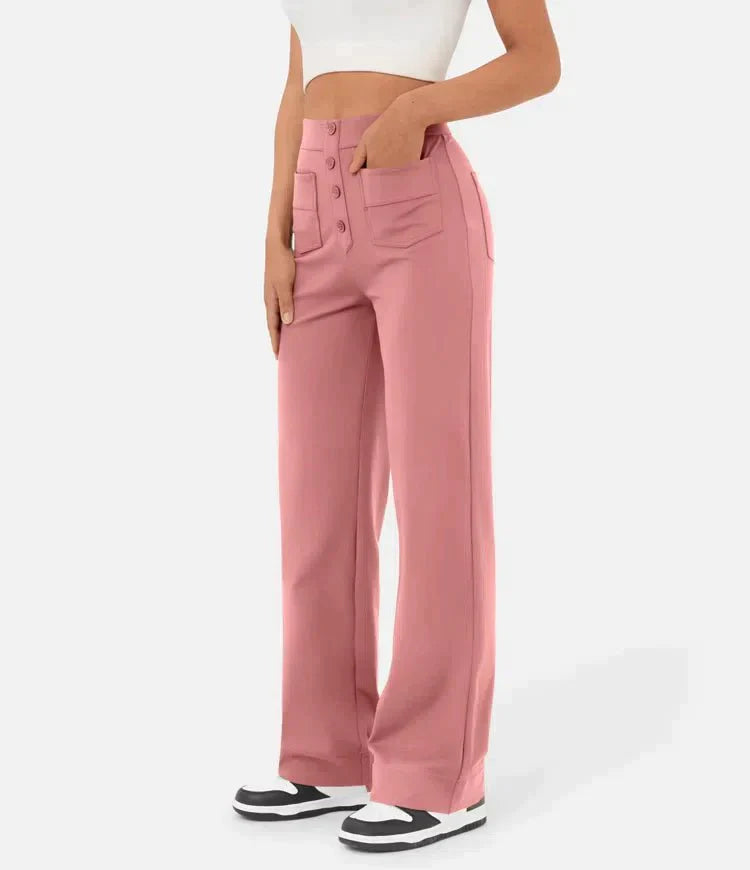 High-waisted elastic casual pants - Klasseva USA