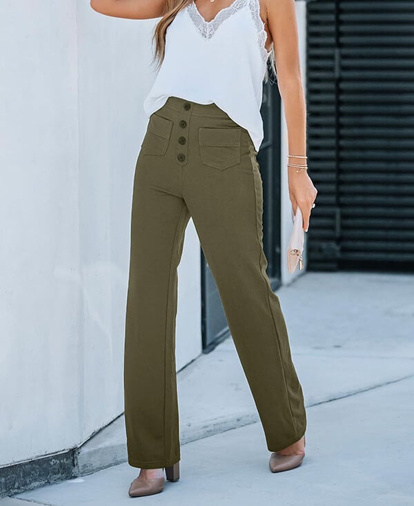 High-waisted elastic casual pants - Klasseva USA