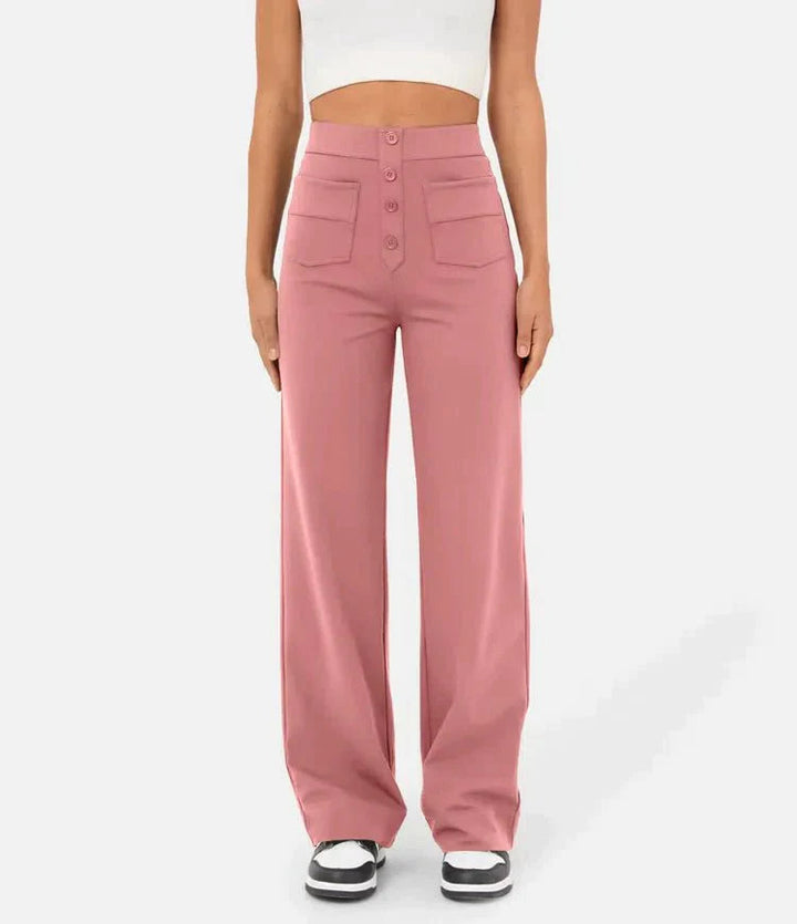 High-waisted elastic casual pants - Klasseva USA