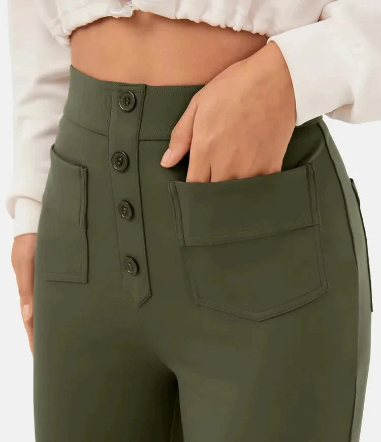 High-waisted elastic casual pants - Klasseva USA